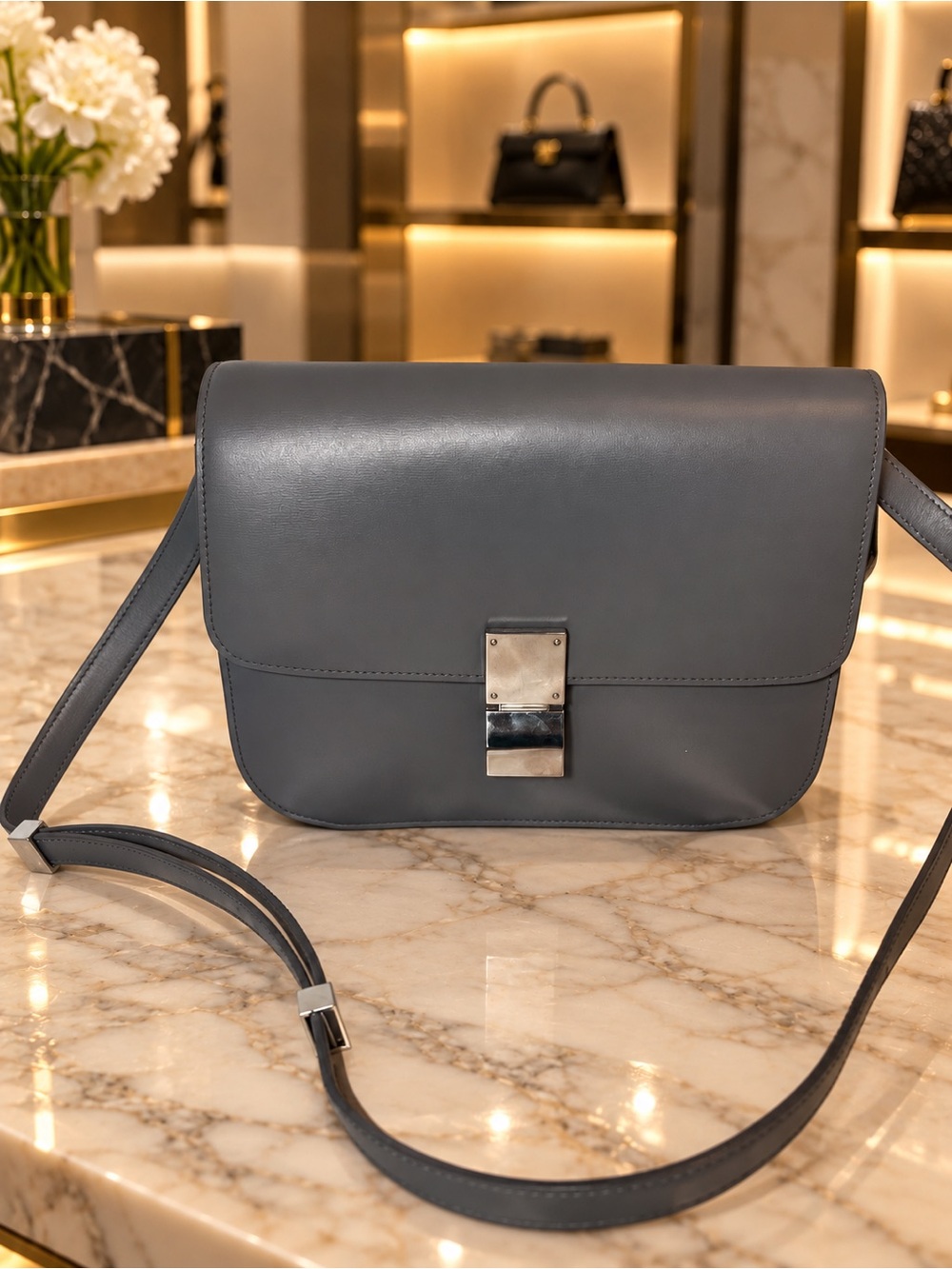 Authentic Celine Classic Box, Medium size, dark grey, excellent condition